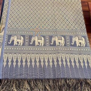 Tapestry Bed Table Cloth Royal Gold & Blue 80"W X95"L Asian Elephant